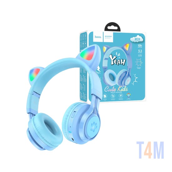 Auscultadores True Sem Fio Hoco W39 Cat Ear Bluetooth V5.3 Azul